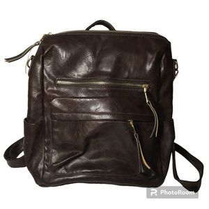Modem + Chic Women’s Brown Vegan Leather Backpack NWOT